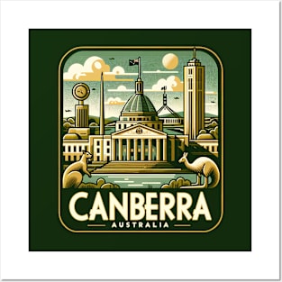 Canberra Vintage Travel Sticker Posters and Art